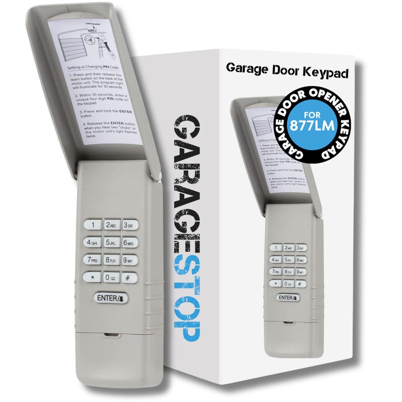 Garage Stop for 877LM Liftmaster Garage Door Keypad, fits Chamberlain Craftsman Wireless Garage Door Opener Keypad, 2011 to Present (Yellow Learn Button) - Image 1